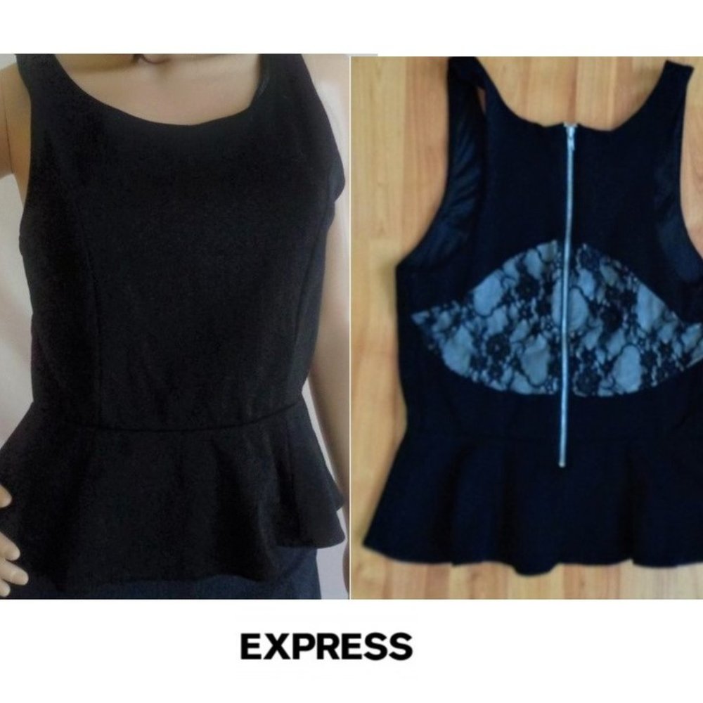 Express peplum black with lace insert in back